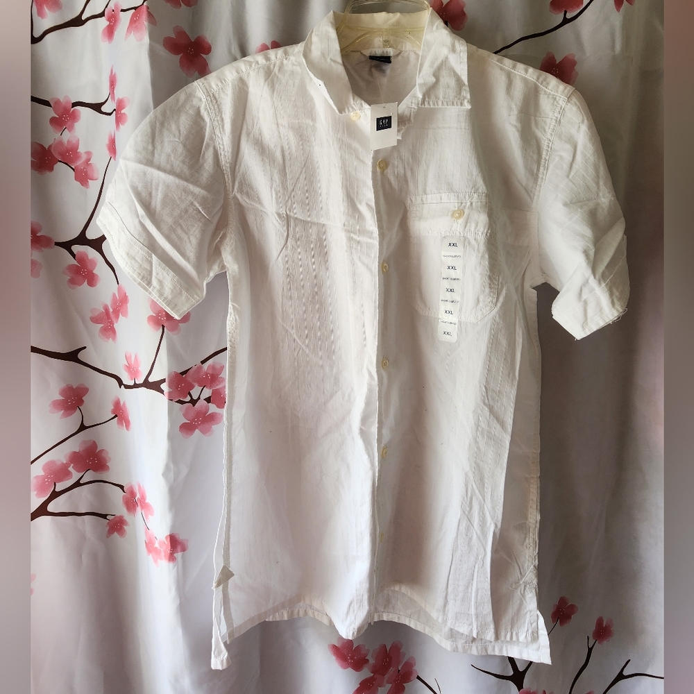 NWT GAP Boy's White Short Sleeve Dress Shirt Size XXL (14-16)